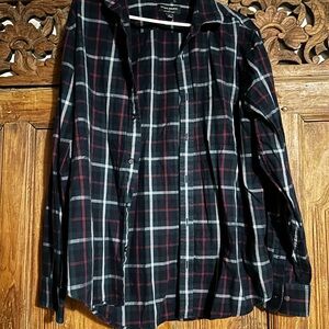 Banana Republic Navy and Red Plaid Flannel Shirt